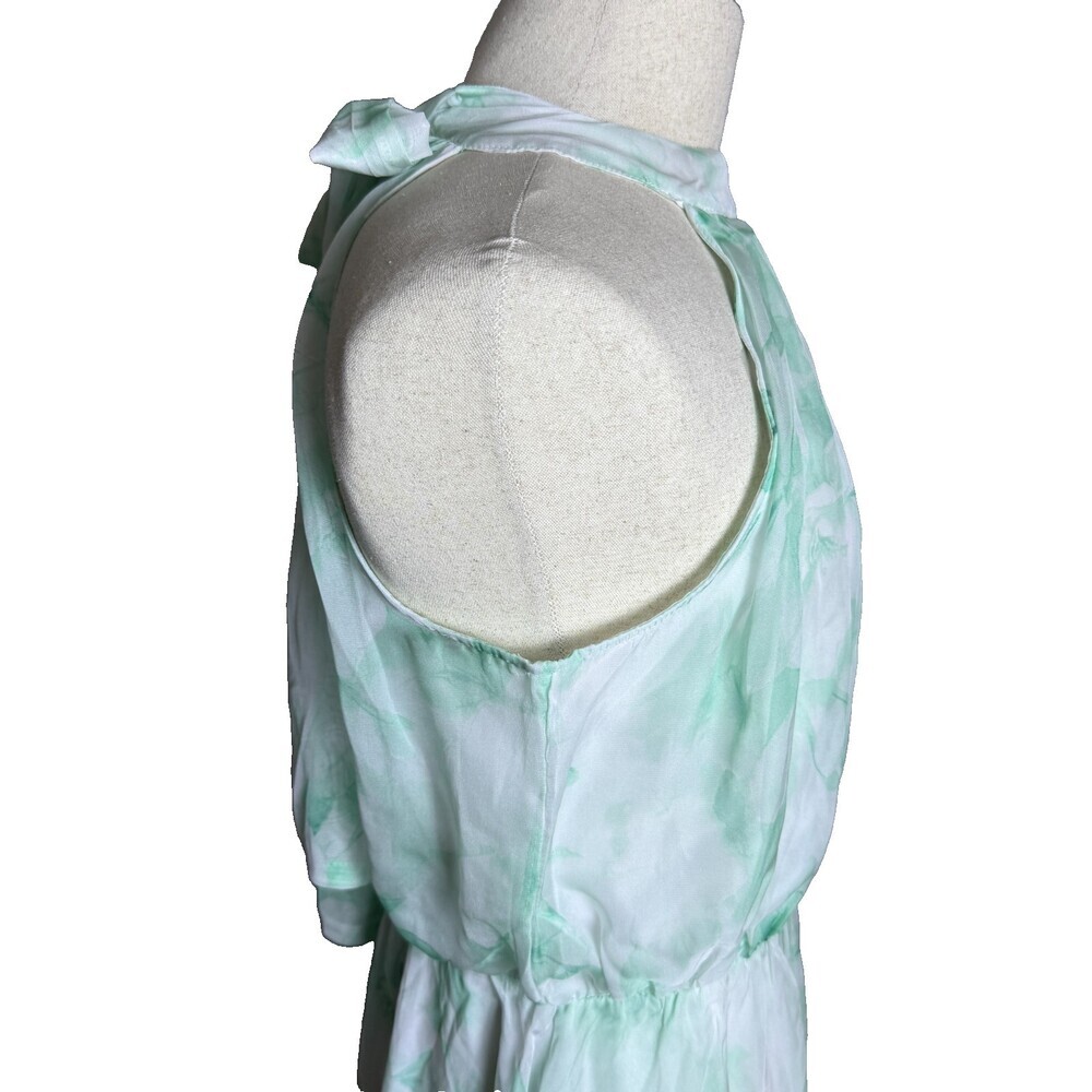 Cato Mint Green & White Floral Halter Neck Dress Sz L Easter Spring Knee Length - Picture 8 of 16
